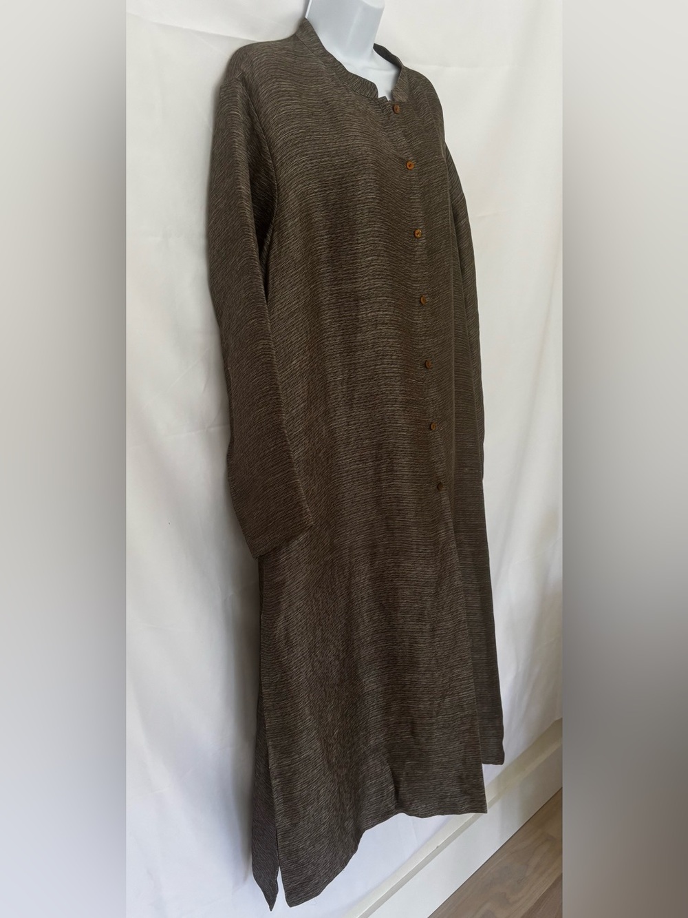 Eileen Fisher Linen Silk Mandarin Collar Long Duster Jacket 2X - Picture 2 of 7